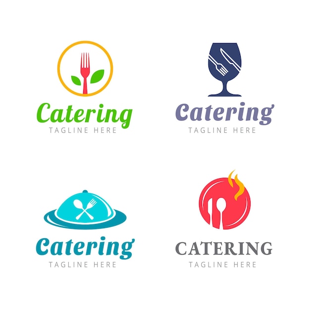 Free Vector pack of flat catering logo templates