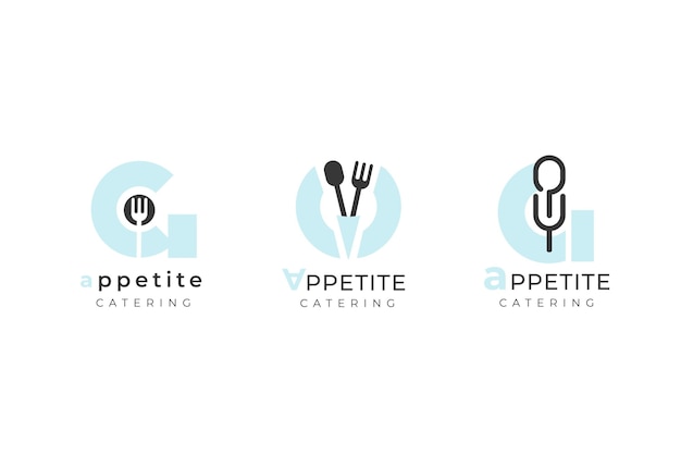 Pack of flat catering logo templates