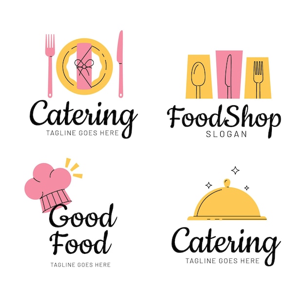 Pack of flat catering logo templates