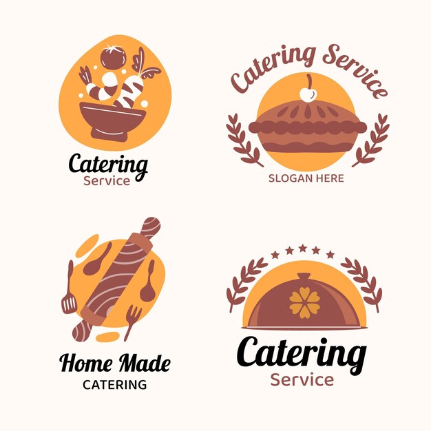 Pack of flat catering logo templates