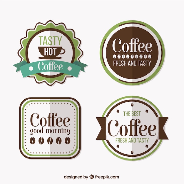 Pack of flat coffee shop in flat design 