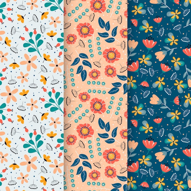 Free vector pack of flat colorful spring patterns