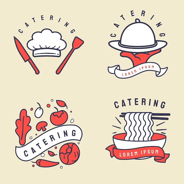 Free Vector pack of flat design catering logos