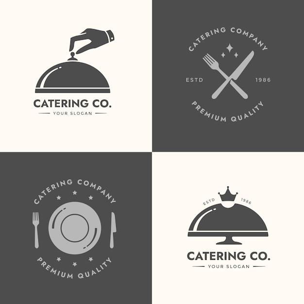 Free Vector pack of flat design catering logos