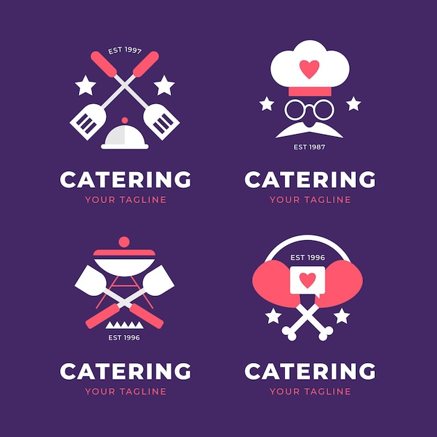 Free vector pack of flat design catering logos