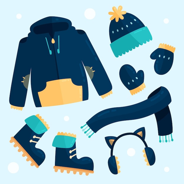 Free Vector pack of flat design cozy winter clothes