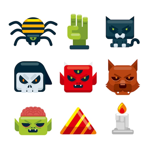 Pack of flat design halloween elements