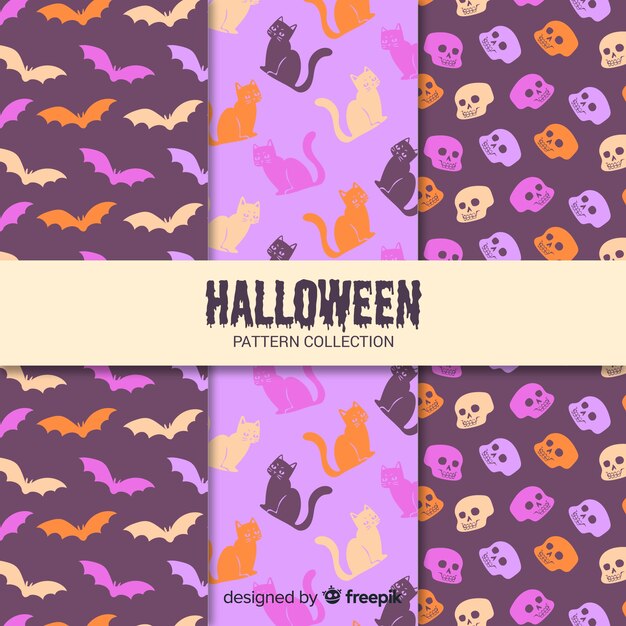 Pack of flat halloween patterns