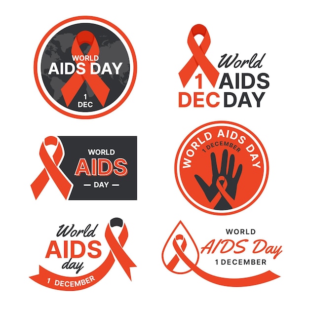 Free Vector pack of flat world aids day badges