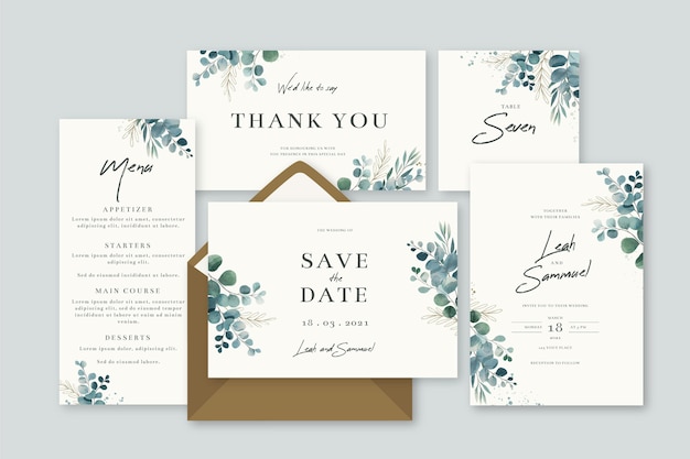 Pack of floral wedding stationery