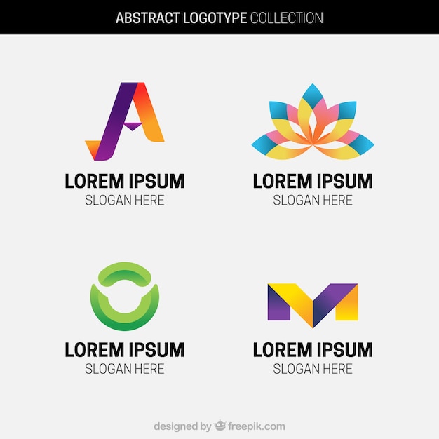 Pack of four abstract colored logos