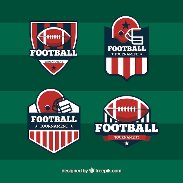 Pack of four american football badges