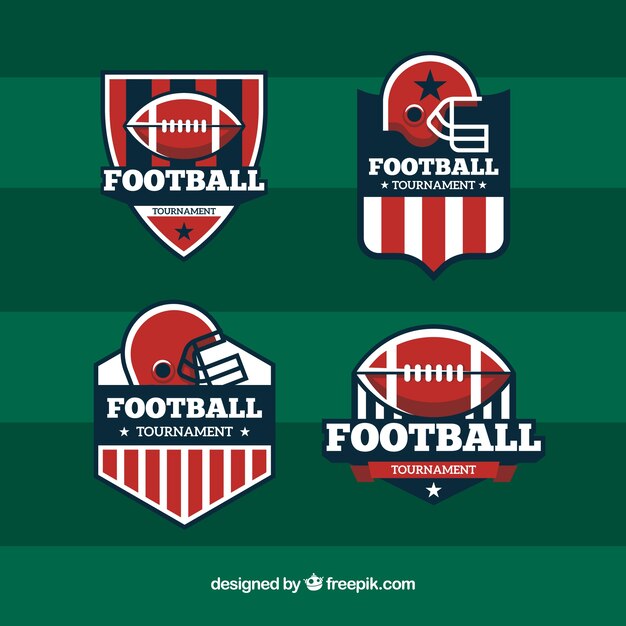 Pack of four american football badges