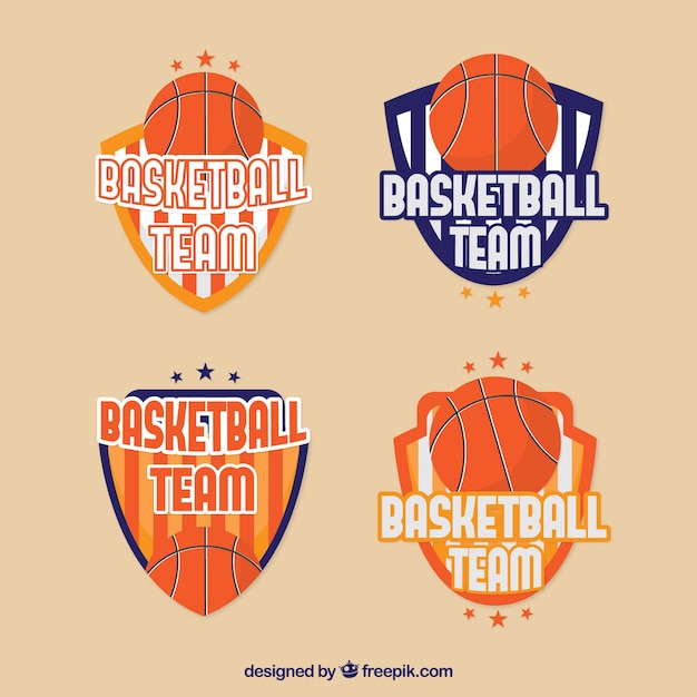 Free vector pack of four basketball team shields