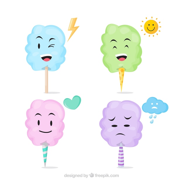 Pack of four characters of cotton candy