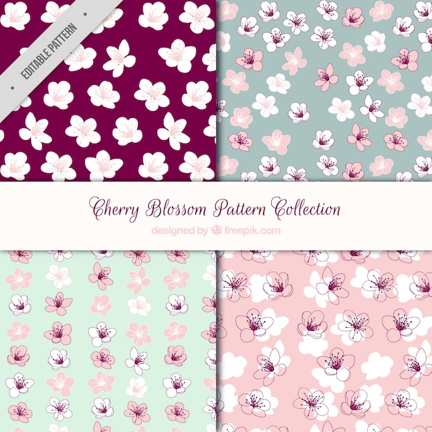 Pack of four cherry blossom patterns