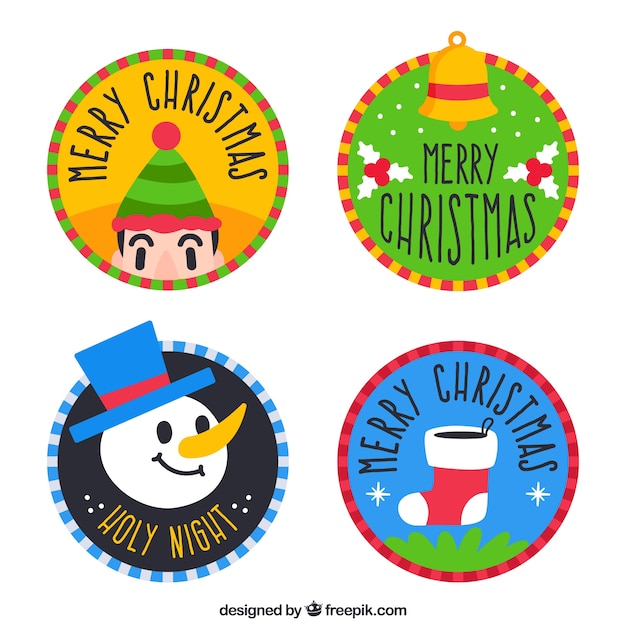 Free vector pack of four christmas stickers