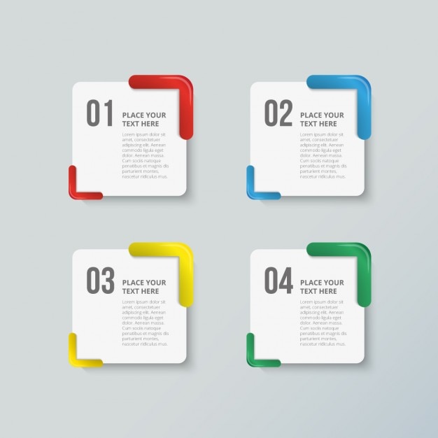 Pack of four colorful options for infographics