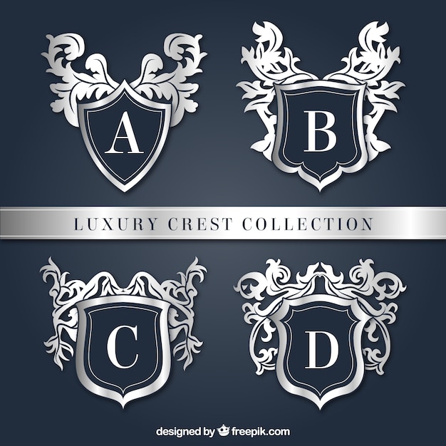 Free Vector pack of four elegant shields