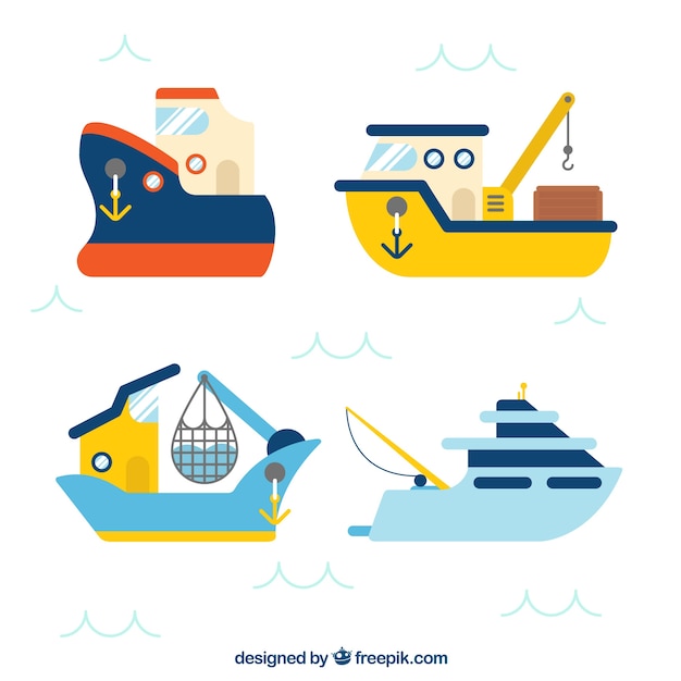 Pack of four fishing boats