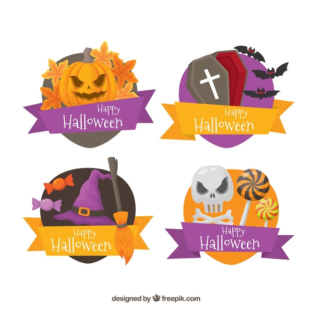 Pack of four halloween stickers