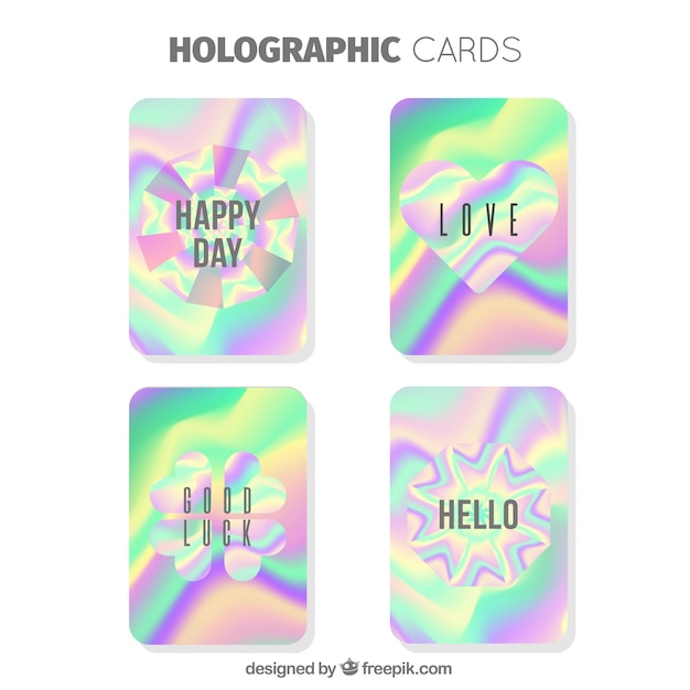 Free vector pack of four holographic cards