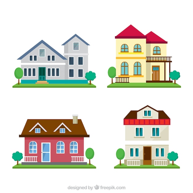 Pack of four houses with garden