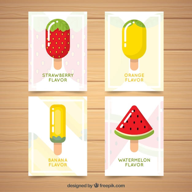 Free Vector pack of four ice cream cards