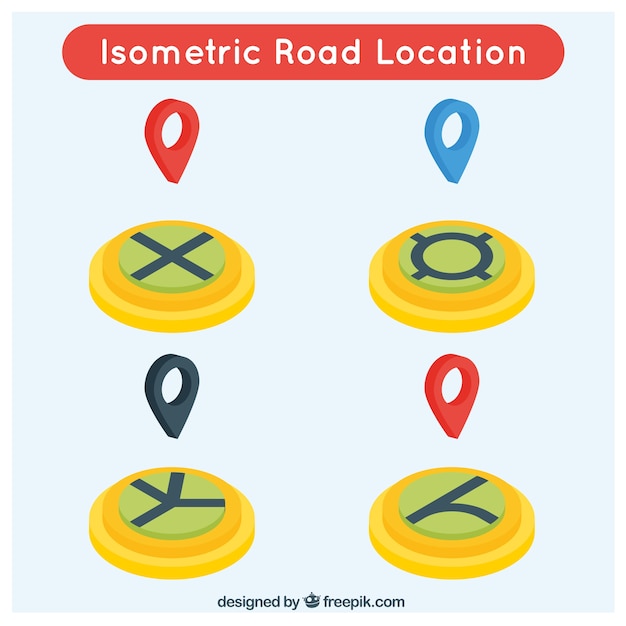 Free Vector pack of four isometric road locations