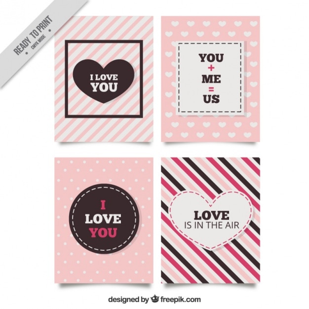 Free Vector pack of four love cards