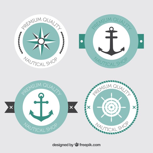 Pack of four nautical round stickers