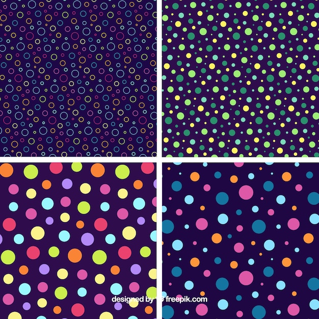 Free Vector pack of four pattern with colorful dots