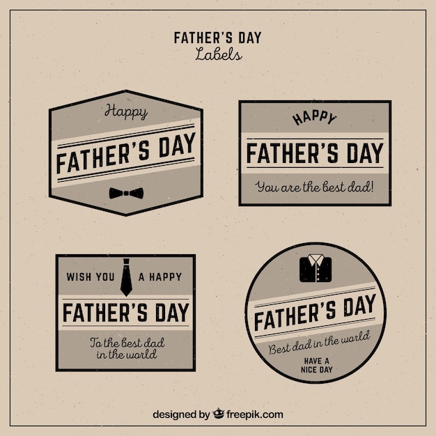 Free Vector pack of four retro father's day stickers