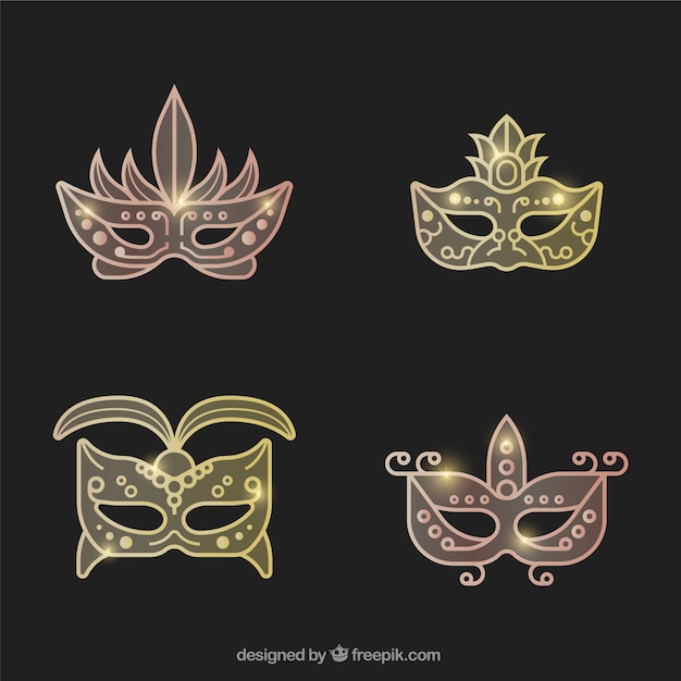 Free vector pack of four shiny masks