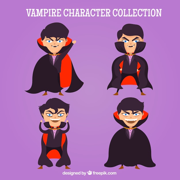 Free Vector pack of four vampire characters