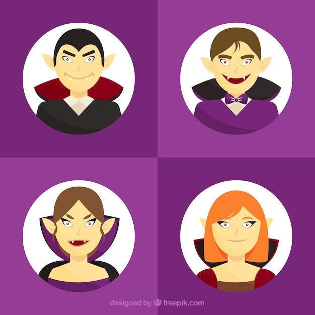 Free Vector pack of four vampire characters