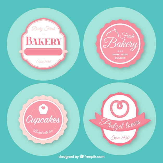 Pack of four vintage bakery badges