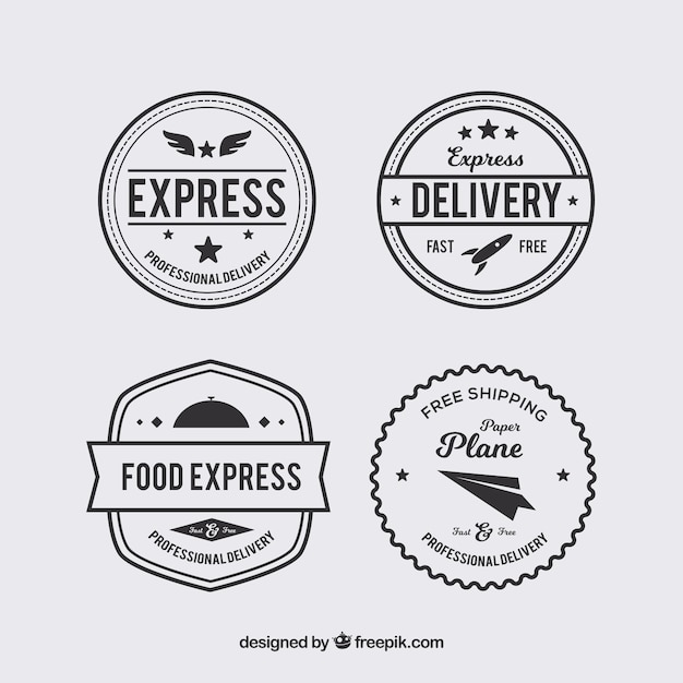 Free vector pack of four vintage delivery stickers