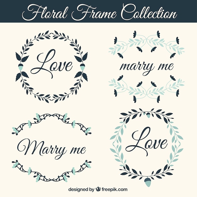 Free Vector pack of four vintage wedding frames   