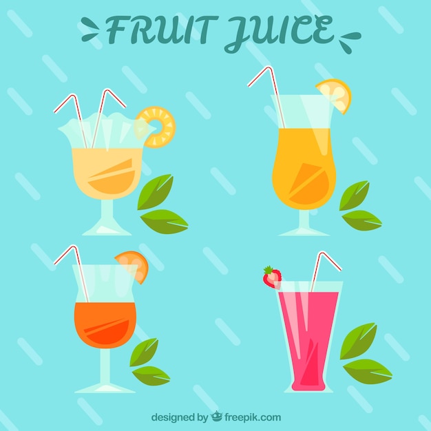 Free Vector pack of fruit juices in flat design