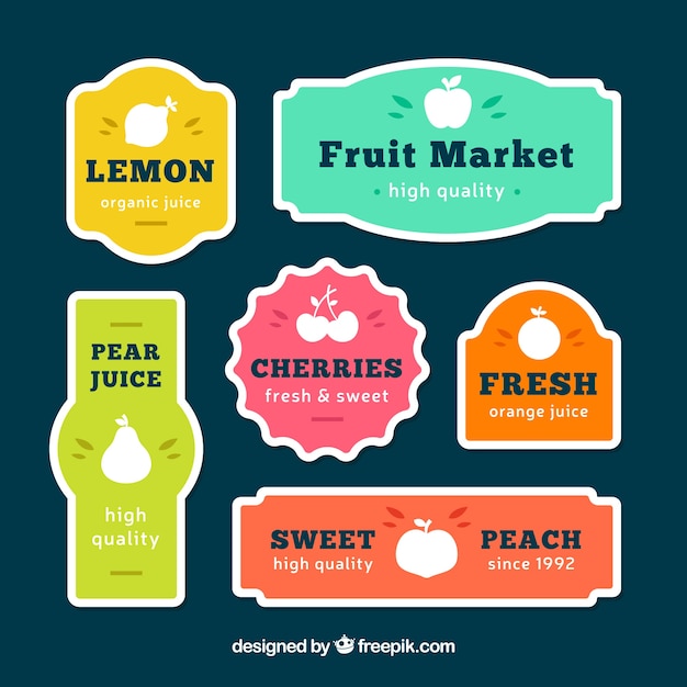 Free Vector pack of fruit labels with fantastic designs