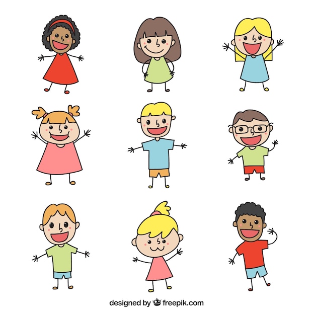 Pack of funny doodles for children's day