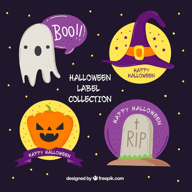 Free vector pack funny halloween stickers