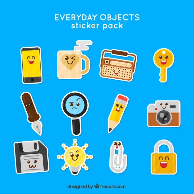 Pack of funny objects stickers