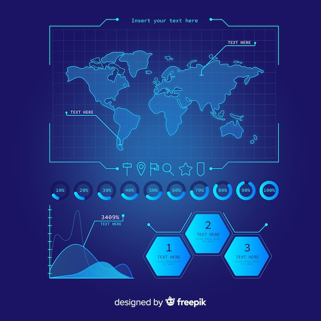 Pack of futuristic infographic element