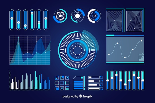 Pack of futuristic infographic elements