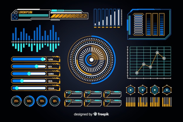 Pack of futuristic infographic elements