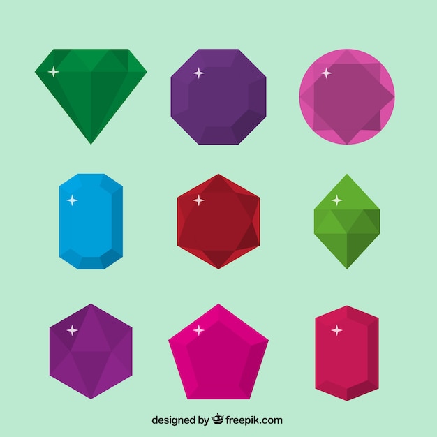 Free Vector pack of gemstones in flat design