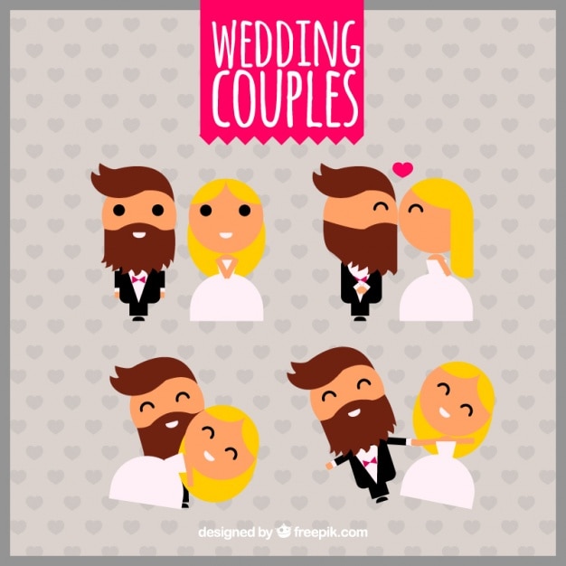 Free Vector pack of geometric newlyweds