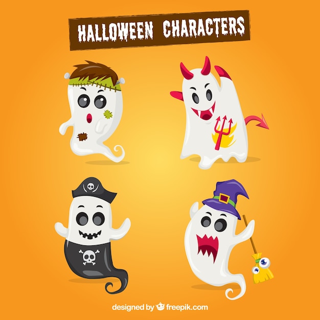 Free Vector pack of ghosts halloween elements